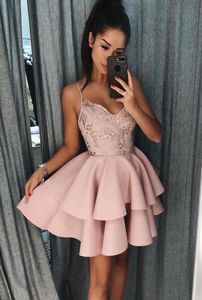 Little Short Sexy Spaghetti Straps Homecoming Dresses Mini Short Lace Sequins Short Prom Dress Women Cocktail Party Gowns BA98918621983