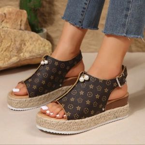 Metal Decoration Womens Wedges Sandals Summer Snake Print Platform Gladiator Shoes Woman Comfort Casual Med Heels Sandals 240401