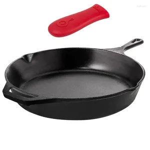 Pans 30cm Cast Iron Pre-Seasoned Skillet With Silicone Handle Holder Frying Pan 12"Chefs Use In The Oven On Stove Or Over