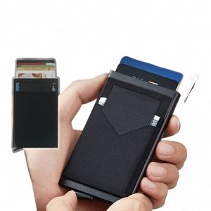 Anpassad RFID Smart Wallet Credit Card Holder Metal Thin Slim Men Kvinnor Plånböcker ID Korthållare Minimalistisk plånbok Small Purse Vallet T01D#