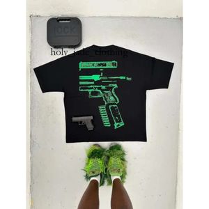 Bombacı Silah Tshirt Gotik Kısa Kollu Üstler Marka Tişörtleri Y2K Gömlek Tasarımcısı Harajuku Hip Hop IN Grafik Baskı Yuvarlak Boyun Pamuklu Büyük boy 8914