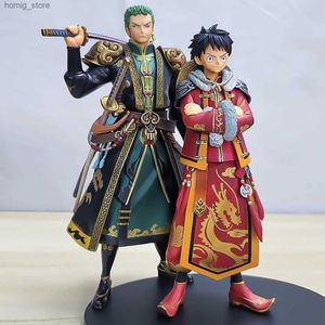Action Toy Figures Anime One Piece Figure Zoro Luffy PVC Statue Action Figure Monkey D Luffy Chinese Style Model Toy For Kids Christmas Gift Y240415