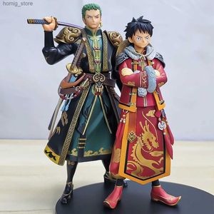 Action Toy Figuren Anime One Piece Abbildung Zoro Luffy PVC Statue Actionfigur Affe D Luffy Chinese Style Toy für Kinder Weihnachtsgeschenk Y240415