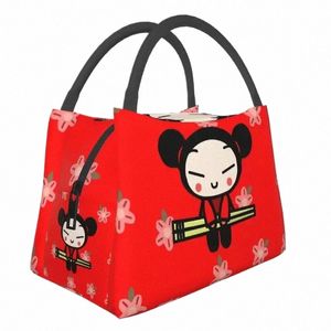 Lunchagem isolada de anime Pucca para mulheres portáteis Caracteto de cartão Cooler Bento Box de praia Cam Travel O9HH#