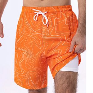 Strandshorts Männer Orange Doppelschicht halten Privatsphäre Trunks Board Plus Size 8xl 240416