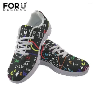 Casual Shoes Forudesign Women Wear-resistenta sneakers Färgglada matematiska formelmönster LACE-UP Dam