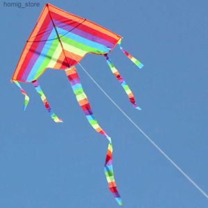 Easy Fly Colorful Rainbow Kite Outdoor Fun Sports Beach Kids Children Buitenspeelgoed Cometas De Viento Outdoor Toys Kites Y240416
