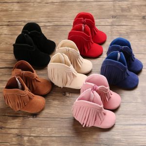 Stövlar småbarnskor stövlar nyfödda föregångare för unisex baby pojkar flickor vinter hålla varma moccasins tofs skor skor 018m