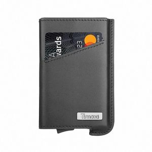 Karta kredytowa dla mężczyzn oryginalna skórzana aluminiowa szczupła portfel Minimalistyczny portfel RFID Protecti Smart Card z bandażą S15K#