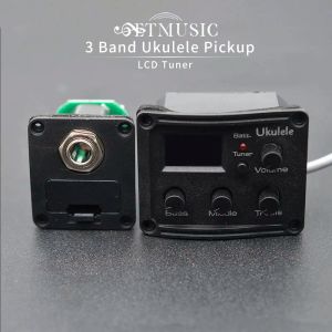 Kablar 3 Band Electronic Ukulele Pickup UK Mini Guitar EQ utjämnar Hard Piezo med Tuner System LCD Pikups för UK Guitarra