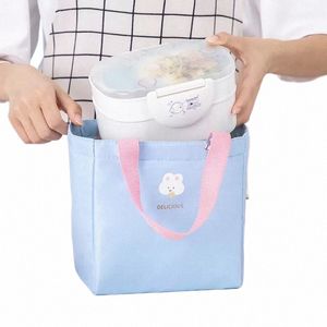 Stor kvinnors lunchväska med Badge Portable Insulati Lunchbox Pouch Thicken dragkedja termisk matkylväska för skolpicknick K7WF#