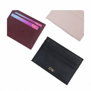 dropship Slim RFID Blocking Wallet Saffiano PU Leather Credit Card Holder Custom Initial Letters ID Card Case Gift L7EP#