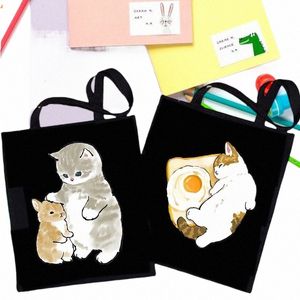 Женщина -настраиваемая логотип с печеночной тканью кошачьи пакет пакет ткани ткань дизайнерские дизайнерские сумочки Sho сумки женский холст плеча T7ch#