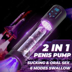 IPX7 Waterproof Electric Pump Penis Erection Enlargement Automatic Vacuum Pump for Men 4 Suction Masturbating Sex Toy for Men 240408
