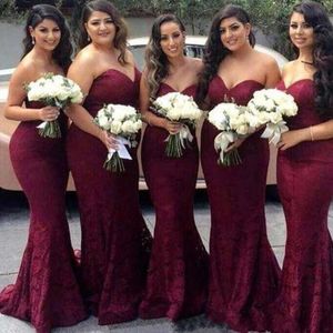 Full Lace Bury Mermaid Cheap Sweetheart Long Sheath Bridesmaid Gowns Wedding Guest Maid Of Honor Dresses