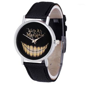 Wristwatches 3 Colors We All Mad Here Watch Teeth Dial Women Quartz High Quality Arrival Leather Strap 18522230