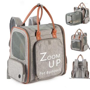 Cat Carriers Backpack Portable Outing Bag Large Capacity Oxford Cloth Breathable Pet Dog Straps Expandable Accessories