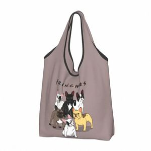 Lustige Drucker Französisch Französisch Bulldog Shop Tasche Taschen tragbarer Käufer Schulterhund Tier Handtasche T4on#