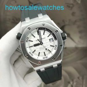 AP Leisure Wrist Watch Royal Oak Offshore Series Automatic Mechanical Diving Waterproof Steel Rubber Belt Date Display Men's Watch 15710ST.OO.A002CA.02 White Plate