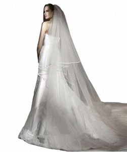 Warstwa 2 Kaplica Długość Białe Ivory Wedely Washers Satin Edge Bridal Acries Veil 17xy#