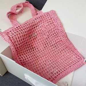 Mesh Straw Bags Tote Bag Designer Beach Bag Trendy Triangular Semester Summer Outdoor Recreation Handbag Sac Luxe Blue Weave Apricot Te025 H4