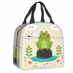 Bolsa de lancheira fofa de sapo para alimentos à prova d'água ao ar livre lancheira térmica e isolada de lancheira Women Kids Tote Catener E6mz#