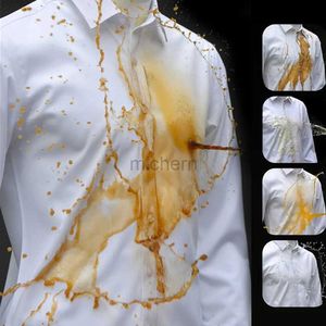 Camicie casual maschile da uomo 5xl -Shirt idrofobico a prova di olio impermeabile e colorazione uomo manica lunga manica lunga slitta corta anfouling 240417