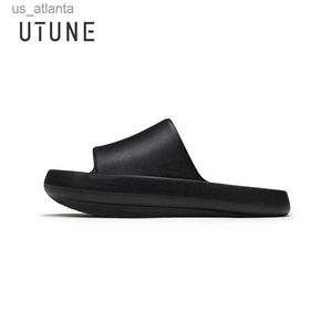 Slippers UTUNE Men Fitness Body Swing Sliipers For Home Leg Slimming Shoes Building Thick Sole Black 15cm Health H240416