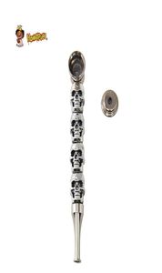 Skull Metal Reting Pipe Premium Zinc Alloy Hand Spoon 128mm Löstagbart tvättbar rörtobak med Cove för torr ört NY1316896