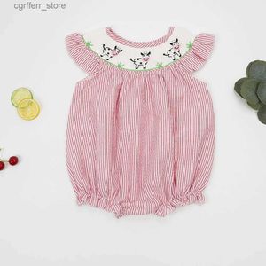 Rompers Nuovo stile Boutique per neonati per neonati abiti da bambina a mano fatta da redaia da ricamo da ricamo a strondinata da gallina 0-3t per ragazze L410