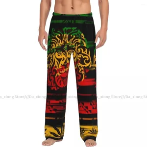 Herren Nachtwäsche lose Schlafhosen Pyjamas Rasta Lion Print Long Lounge Bottoms Casual Homewear