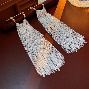 Dangle Earrings Silver-color Long Chain Tassel For Women Temperament Design Geometric Earings Bridal Wedding Ear Jewelry