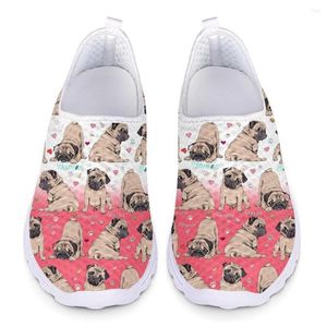 Sapatos casuais onde gradiente de gradiente pug cão/filhote de cachorro mulheres deslizam em tênis femininas femininas respiráveis/leves calçados femininos