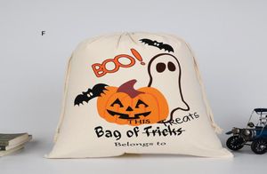 Cartoon Draw String Bag Halloween Umhängetaschen Süßigkeiten Geschenk Sack Kürbisfalten Canvas Halloween Weihnachten High Quality5646869