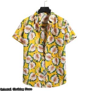 Herren lässige Hemden Hawaiianer kurzärmelige Herren Sommerhemd 3D bedruckte Blume Outdoor Urlaub lässig Kleidung bequem und atmungsaktiv 24416