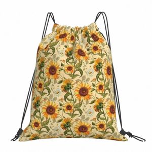 sunfrs 70s Vintage Golden Retro Pattern, Frs Backpack Casual Portable Drawstring Bags Sports Bag Book Bags For Man Woman v3KC#