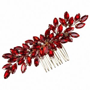 FI Rhineste Hair Comb för brudhuvudstycke 9 Färg Bröllopshår Accores Kvinnor Handgjorda Tiara Headdr Party Headwear 35SD#