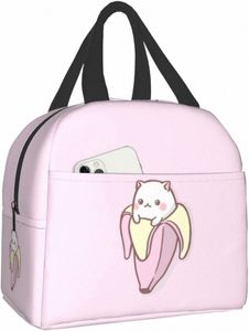 Pembe Kawaii Kedi Yeniden Kullanılabilir Taşınabilir Termal Öğle Yemeği Kutusu Yalıtılmış Seyahat Çantası Öğle Çantası Küçük Piknik Tote Atıştırmalık Çanta Yemekleri Ctainer A6mo#