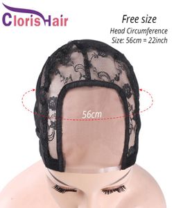 U Part Swiss Lace Front Wig Cap Black Hairnet For Making Wigs Elastic Spandex Dome Weaving Caps With Adjustable Strap Hair Accesso5434458