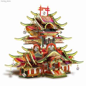3D Bulmacalar Parçalı Model Yapı Kitleri Casino 3D Metal Bulmaca Çin tarzı bina ev dekor Jigsaw Di Set Yetişkin Y240415