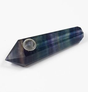 4 Inch Natural sapphire amethyst crystal quartz stone smoke Pipe for tobacco Spoon Bong smoking mix color6538089