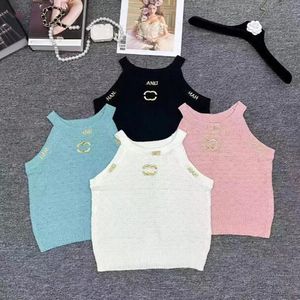 Anagram-Embroided Women Cotton-Blend Tank Tops Dwa litery C Designer Spurts Dress Bra Vest Ladies Solid Vintage T Shirt Femme