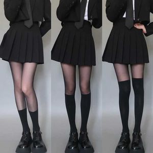 Sexiga strumpor japansk stil jk tights underkläder strumpor sexiga kvinnliga tights strumpbyxor över knä randigt lapptäcke lår höga strumpor strumpbyxor 240416