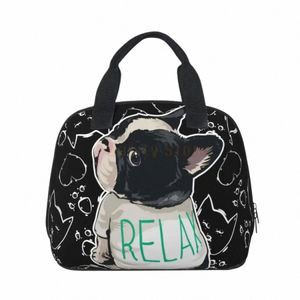 French Bulldog Lunch Bag dla kobiet izotermiczny pakiet rąk podróży Pakiete żywność torby termiczne Thermo torebka robocza torba na lunch v5ui#