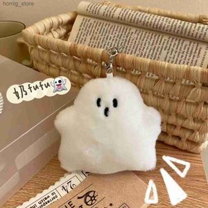 Plush Keychains Funny White Ghost Keychain School Bag Pendant Doll Cute Plush Bag Hanging Accessories Creative Doll Keychain Childrens Gift Y240415