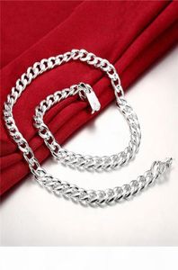 En tung 115 g 10mm kvartett spänne i sidled manliga modeller sterling silverplatta halsband STSN011 mode 925 silverkedjor halsband F8157916
