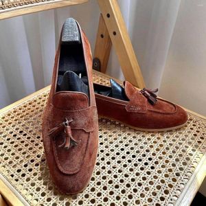 Dress Shoes Brown English Top Layer Comfortable Slip-on Suit American Fringed For Men