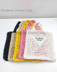 TOTEES NEW SPRING/SUMMER HOLLOW OUNE ONE SHOLDERD TOTE BAG EBROIREDED LETTER PAPER ROPE ROPE GRASS WOVEN BAG WOVEN HANDHELD BEACH BAG BAGINGHOPHITH BAG T240416