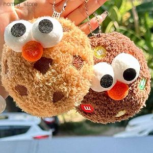 Plush Keychains Kawaii Little Cookie Plush Toy Keychain Cute Creative Student School Bag Pendant Key Ring Couple Biscuit Keyring Gift Y240415