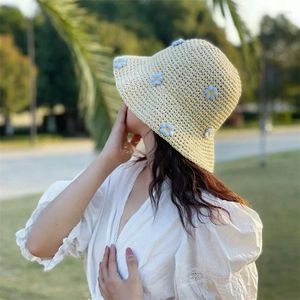 Wide Brim Hats Sun For Women Summer Straw Crochet Bucket Hat Women's Foldable Panama Cap UV Fishing Vacation Beach